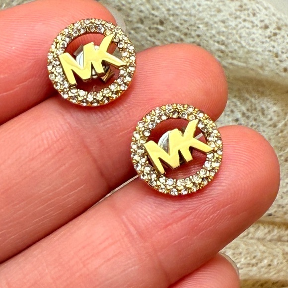 Michael Kors Gold Crystal Embellished Earrings - Picture 6 of 9